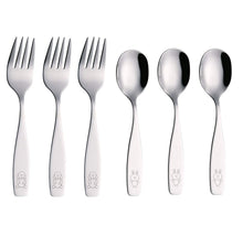 Carica l'immagine nel visualizzatore di Gallery, EXZACT Bambini Posate 6 pezzi in acciaio inox/posate Cane &amp; Coniglio x 6 - Ilgrandebazar