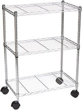 Carica l'immagine nel visualizzatore di Gallery, AmazonBasics - Scaffalatura a 3 ripiani, su rotelle, Cromo - Ilgrandebazar
