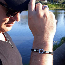 Carica l'immagine nel visualizzatore di Gallery, SAGA GIOIELLI BRACCIALE UOMO ACCIAIO E CORDONCINO ANCORA
