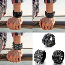 Carica l'immagine nel visualizzatore di Gallery, Cupimatch Braccialetto Bracciale [3 Pezzi] Uomo Pelle Rivetto Tribale Grande... - Ilgrandebazar