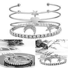 Carica l'immagine nel visualizzatore di Gallery, OULII Bracciali Donna Con Strass Stella Luna Cuore In Argento Per - Ilgrandebazar