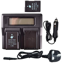 Carica l'immagine nel visualizzatore di Gallery, EN-EL14 - Batteria di ricambio DSTE (2 pezzi) e kit ricarica rapida LCD...