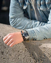 Carica l'immagine nel visualizzatore di Gallery, GOOD.designs ® Bracciale con perle di lava nera o onice (per uomo e Blu - Ilgrandebazar