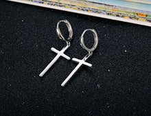Carica l'immagine nel visualizzatore di Gallery, Slliss Orecchini in Argento Croce Pendenti per Uomini Silver - Ilgrandebazar