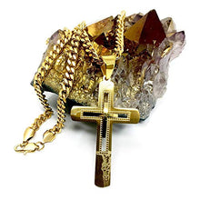 Carica l'immagine nel visualizzatore di Gallery, Collana con ciondolo a forma di croce in oro 24 carati, unisex, solida... - Ilgrandebazar