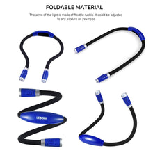 Carica l'immagine nel visualizzatore di Gallery, LEDGLE LED Luce del Libro, Mani libere, Braccio Flessibile, 4 6500-7000K, Blu - Ilgrandebazar