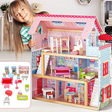 Carica l'immagine nel visualizzatore di Gallery, Infantastic Casa delle Bambole in Legno - 76x30x82cm, 3 Livelli di Gioco, 16... - Ilgrandebazar