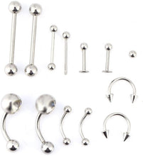 Carica l'immagine nel visualizzatore di Gallery, 20 pezzi/set Kit professionale per body piercing, aghi piercing in acciaio