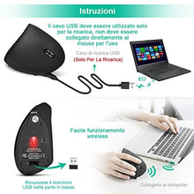 Carica l'immagine nel visualizzatore di Gallery, GHB Mouse Verticale Wireless Ergonomico Ricaricabile 6-Tasti Nero