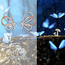 Carica l'immagine nel visualizzatore di Gallery, Orecchini a Farfalla in Argento Sterling 925 Borchie Orecchini...