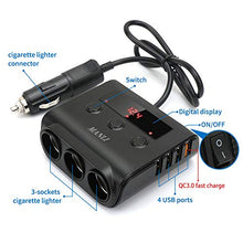 Carica l'immagine nel visualizzatore di Gallery, MANLI Sdoppiatore Accendisigari, 12V/24V Adattatore da 3 accendisigari 4 USB