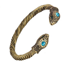Carica l'immagine nel visualizzatore di Gallery, Skyrim Jormungandr Bracciale vintage con serpente, stile Antique Deep Brass