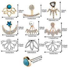 Carica l'immagine nel visualizzatore di Gallery, Orecchini, Comius 9 Pairs Jacket CZ Stud Fiore di Loto Cava Orecchino...