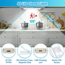 Carica l'immagine nel visualizzatore di Gallery, Luce Armadio 40 LED, 4 Modalità, USB Ricaricabile, Wireless Notturna... - Ilgrandebazar