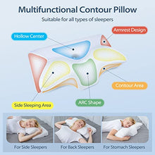 Carica l'immagine nel visualizzatore di Gallery, HOMCA Cuscino Cervicale Ergonomico Cuscino Memory Foam per Supporto Cuscino Ortopedico per Dormire sul Fianco e sulla Schiena
