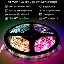 Carica l'immagine nel visualizzatore di Gallery, FISHOAKY WIFI Striscia LED, 5M RGB LED Strip Alexa 5m