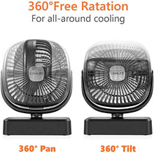 Carica l'immagine nel visualizzatore di Gallery, COMLIFE Ventilatore Portatile da Campeggio con Luce LED, 3 velocità,...