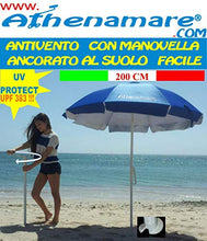 Carica l'immagine nel visualizzatore di Gallery, Ombrellone da Spiaggia Antivento ,resistente al vento con il suo sistema Blu