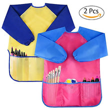Carica l'immagine nel visualizzatore di Gallery, Amaza 2Pcs Grembiule da Pittura Scuola Grembiulino Maniche giallo &amp; rosa - Ilgrandebazar