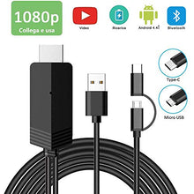 Carica l'immagine nel visualizzatore di Gallery, Weton Cavo MHL con Micro USB e Type C, 2 in 1 Adattatore a HDMI 1080P 2M con...