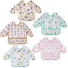 Carica l'immagine nel visualizzatore di Gallery, Lictin 5 pezzi Bavaglino a Manica Lunga - Impermeabile Unisex per M - Ilgrandebazar