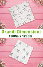 Carica l'immagine nel visualizzatore di Gallery, Mussola Neonato Cotone Bio, Multiuso, Copertina Per Passeggino,...