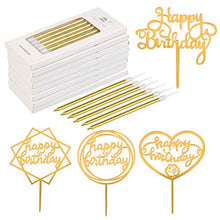 Carica l'immagine nel visualizzatore di Gallery, WOWOSS 8 Scatole Lunghe Candeline di Compleanno Dorate Metallico con 4 Pezzi...