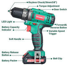 Carica l'immagine nel visualizzatore di Gallery, Trapano Avvitatore Batteria 12V, HYCHIKA a 30N .m Mas,...