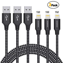 Carica l'immagine nel visualizzatore di Gallery, IWAVION Cavo, 3 Pezzi 1M Nylon Intrecciato Cavo Phone USB di Nero - Ilgrandebazar