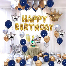 Carica l'immagine nel visualizzatore di Gallery, MMTX Feste di Compleanno con Blu Argento Oro Palloncini per Uomini Donne...