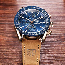 Carica l'immagine nel visualizzatore di Gallery, Benyar impermeabile cronografo orologi moda casual cinturino Marrone Blu - Ilgrandebazar