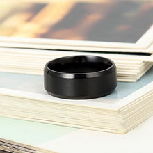Carica l'immagine nel visualizzatore di Gallery, Flongo 8mm Anello Acciaio Inossidabile Lucidato, Uomo Rotondo Nero - Ilgrandebazar