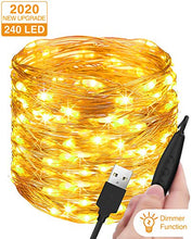 Carica l'immagine nel visualizzatore di Gallery, Stringa Luci LED USB, Litogo 24M 240 Dimmerabile Catena Luminosa Filo...