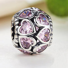 Carica l'immagine nel visualizzatore di Gallery, Charm in argento Sterling 925 con doppia fila di cuori zirconia cubica,... - Ilgrandebazar