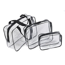 Carica l'immagine nel visualizzatore di Gallery, Txian - Set con 3 beauty case trasparenti in PVC, impermeabili, Black - Ilgrandebazar