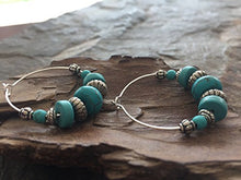 Carica l'immagine nel visualizzatore di Gallery, ✿ BOHO TRIBAL Turchese Hoop ORECCHINI ✿ orecchini in stile Bali