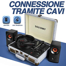 Carica l'immagine nel visualizzatore di Gallery, Giradischi, Souidmy Giradischi Bluetooth con Altoparlanti, 3 Velocità,...