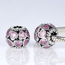 Carica l'immagine nel visualizzatore di Gallery, Charm in argento Sterling 925 con doppia fila di cuori zirconia cubica,... - Ilgrandebazar