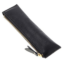 Carica l'immagine nel visualizzatore di Gallery, Btsky, Astuccio portapenne in vera pelle, vintage, morbido, per oggetti Black