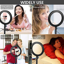 Carica l'immagine nel visualizzatore di Gallery, UFLIZOGH Luce ad Anello Led Dimmerabile 10" con Stativo Treppiede per Selfie...