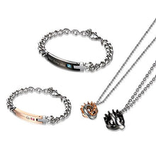 Carica l'immagine nel visualizzatore di Gallery, Flongo Coppia Bracciali Braccialetto Lui &amp; Lei, His Con Collane C - Ilgrandebazar