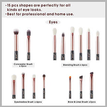 Carica l'immagine nel visualizzatore di Gallery, Jessup 15Pz Pennelli Trucco Professionale Set Occhi Pennello Ombretto...