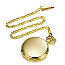 Carica l'immagine nel visualizzatore di Gallery, TREEWETO Orologio da tasca unisex con catena, analogico, Golden057 - Ilgrandebazar