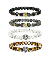 Carica l'immagine nel visualizzatore di Gallery, BESTEEL Gioielli 4PCS Bracciali Perle Roccia Lavica per Uomo Donna... - Ilgrandebazar