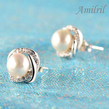 Carica l'immagine nel visualizzatore di Gallery, Orecchini con Perle D’acqua Dolce, Amilril Argento Sterling 925 5A Style1