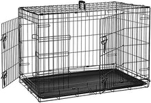 Carica l'immagine nel visualizzatore di Gallery, AmazonBasics - Gabbia in metallo pieghevole per cani, Portiera Doppia, 91 cm