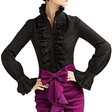Carica l'immagine nel visualizzatore di Gallery, Loralie Camicia Donna Elegante Manica Lunga Blusa Vintage con L, nero - Ilgrandebazar