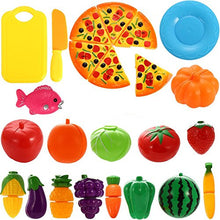 Carica l'immagine nel visualizzatore di Gallery, NIWWIN 24 PCS Gioca Set di Cibo per Bambini Tagliere in plastica Pizza e...