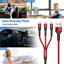 Carica l'immagine nel visualizzatore di Gallery, RAVIAD Multi Cavo di Ricarica, 3 in 1 USB Micro Tipo C Rosso