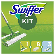 Carica l'immagine nel visualizzatore di Gallery, Swiffer Starter Kit Scopa con 1 Manico, 8 Panni Asciutti e 3 Umidi,...